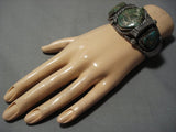 Opulent Vintage Native American Jewelry Navajo Ray Morton Green Turquoise Sterling Silver Bracelet-Nativo Arts