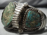 Opulent Vintage Native American Jewelry Navajo Ray Morton Green Turquoise Sterling Silver Bracelet-Nativo Arts