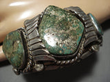 Opulent Vintage Native American Jewelry Navajo Ray Morton Green Turquoise Sterling Silver Bracelet-Nativo Arts