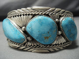 Opulent Vintage Native American Jewelry Navajo Robin's Egg Turquoise Sterling Silver Bracelet Old-Nativo Arts