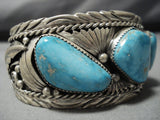 Opulent Vintage Native American Jewelry Navajo Robin's Egg Turquoise Sterling Silver Bracelet Old-Nativo Arts