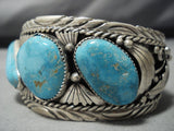 Opulent Vintage Native American Jewelry Navajo Robin's Egg Turquoise Sterling Silver Bracelet Old-Nativo Arts