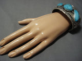 Opulent Vintage Native American Jewelry Navajo Robin's Egg Turquoise Sterling Silver Bracelet Old-Nativo Arts
