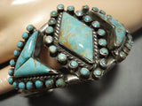 Opulent Vintage Native American Jewelry Navajo Royston Turquoise Snak Eyes Sterling Silver Cuff Bracelet-Nativo Arts