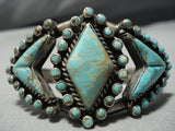 Opulent Vintage Native American Jewelry Navajo Royston Turquoise Snak Eyes Sterling Silver Cuff Bracelet-Nativo Arts