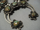 Opulent Vintage Native American Jewelry Navajo Royston Turquoise Sterling Silver Squash Blossom Necklace-Nativo Arts
