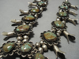 Opulent Vintage Native American Jewelry Navajo Royston Turquoise Sterling Silver Squash Blossom Necklace-Nativo Arts