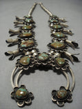 Opulent Vintage Native American Jewelry Navajo Royston Turquoise Sterling Silver Squash Blossom Necklace-Nativo Arts