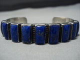 Opulent Vintage Native American Jewelry Navajo Squared Imperial Lapis Sterling Silver Bracelet-Nativo Arts