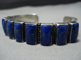 Opulent Vintage Native American Jewelry Navajo Squared Imperial Lapis Sterling Silver Bracelet-Nativo Arts