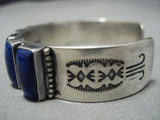 Opulent Vintage Native American Jewelry Navajo Squared Imperial Lapis Sterling Silver Bracelet-Nativo Arts