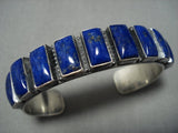 Opulent Vintage Native American Jewelry Navajo Squared Imperial Lapis Sterling Silver Bracelet-Nativo Arts
