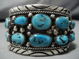 Opulent Vintage Native American Jewelry Navajo T Benally Turquoise Sterling Silver Bracelet Old-Nativo Arts