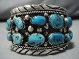 Opulent Vintage Native American Jewelry Navajo T Benally Turquoise Sterling Silver Bracelet Old-Nativo Arts