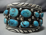 Opulent Vintage Native American Jewelry Navajo T Benally Turquoise Sterling Silver Bracelet Old-Nativo Arts