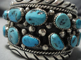 Opulent Vintage Native American Jewelry Navajo T Benally Turquoise Sterling Silver Bracelet Old-Nativo Arts