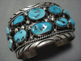 Opulent Vintage Native American Jewelry Navajo T Benally Turquoise Sterling Silver Bracelet Old-Nativo Arts