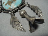 Opulent Vintage Native American Jewelry Navajo Turquoise Chunk Sterling Silver Necklace Old-Nativo Arts