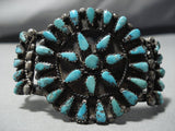 Opulent Vintage Native American Jewelry Navajo Turquoise Sterling Silver Cluster Bracelet Old-Nativo Arts