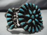 Opulent Vintage Native American Jewelry Navajo Turquoise Sterling Silver Cluster Bracelet Old-Nativo Arts