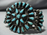 Opulent Vintage Native American Jewelry Navajo Turquoise Sterling Silver Cluster Bracelet Old-Nativo Arts