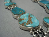 Opulent Vintage Native American Jewelry Navajo Turquoise Sterling Silver Royston Necklace-Nativo Arts