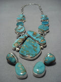 Opulent Vintage Native American Jewelry Navajo Turquoise Sterling Silver Royston Necklace-Nativo Arts