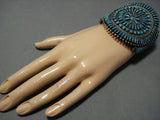 Opulent Vintage Native American Jewelry Navajo Zuni Turquoise Needlepoitn Sterling Silver Cuff Bracelet-Nativo Arts
