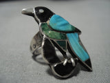 Opulent Vintage Native American Jewelry Navajo Zuni Turquoise Sterling Silver Bird Ring Old-Nativo Arts