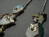 Opulent Vintage Native American Jewelry Navajo Zuni Turquoise Sterling Silver Squash Blossom Necklace-Nativo Arts