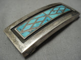 Opulent Vintage Native American Jewelry Zuni Turquoise Dishta Style Sterling Silver Buckle Old-Nativo Arts