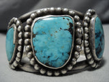 Opulent Vintage Native American Navajo Blue Diamond Turquoise Sterling Silver Bracelet Old-Nativo Arts