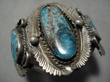 Opulent Vintage Native American Navajo Blue Diamond Turquoise Sterling Silver Bracelet Old Cuff-Nativo Arts