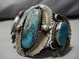 Opulent Vintage Native American Navajo Blue Diamond Turquoise Sterling Silver Bracelet Old Cuff-Nativo Arts