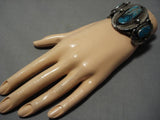 Opulent Vintage Native American Navajo Blue Diamond Turquoise Sterling Silver Bracelet Old Cuff-Nativo Arts