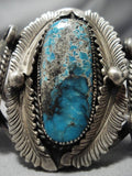Opulent Vintage Native American Navajo Blue Diamond Turquoise Sterling Silver Bracelet Old Cuff-Nativo Arts