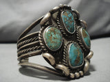 Opulent Vintage Native American Navajo Chunk Royston Turquoise Sterling Silver Bracelet Old-Nativo Arts