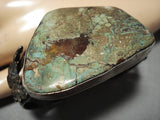 Opulent Vintage Native American Navajo Chunky Green Turquoise Sterling Silver Bracelet Old-Nativo Arts