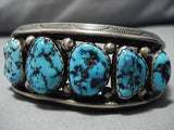 Opulent Vintage Native American Navajo Chunky Turquoise Sterling Silver Bracelet Old-Nativo Arts