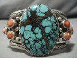 Opulent Vintage Native American Navajo Crow Springs Turquoise Sterling Silver Bracelet Old-Nativo Arts