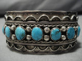 Opulent Vintage Native American Navajo Domed Turquoise Sterling Silver Bracelet Cuff Old-Nativo Arts