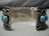 Opulent Vintage Native American Navajo Domed Turquoise Sterling Silver Bracelet Cuff Old-Nativo Arts