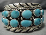 Opulent Vintage Native American Navajo Sky Blue Turquoise Sterling Silver Native Old Bracelet-Nativo Arts