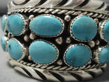 Opulent Vintage Native American Navajo Sky Blue Turquoise Sterling Silver Native Old Bracelet-Nativo Arts