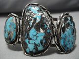 Opulent Vintage Native American Navajo Smokey Bisbee Turquoise Sterling Silver Bracelet Old-Nativo Arts