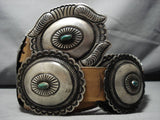 Opulent Vintage Native American Navajo Sterling Silver Royston Turquoise Concho Belt Old-Nativo Arts