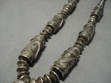 Opulent Vintage Native American Navajo Sterling Silver Turquoise Drum Necklace Old-Nativo Arts
