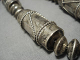 Opulent Vintage Native American Navajo Sterling Silver Turquoise Drum Necklace Old-Nativo Arts