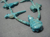 Opulent Vintage Native American Navajo Turquoise Animal Fetish Sterling Silver Necklace-Nativo Arts