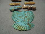 Opulent Vintage Native American Navajo Turquoise Bird Sterling Silver Fetish Necklace-Nativo Arts